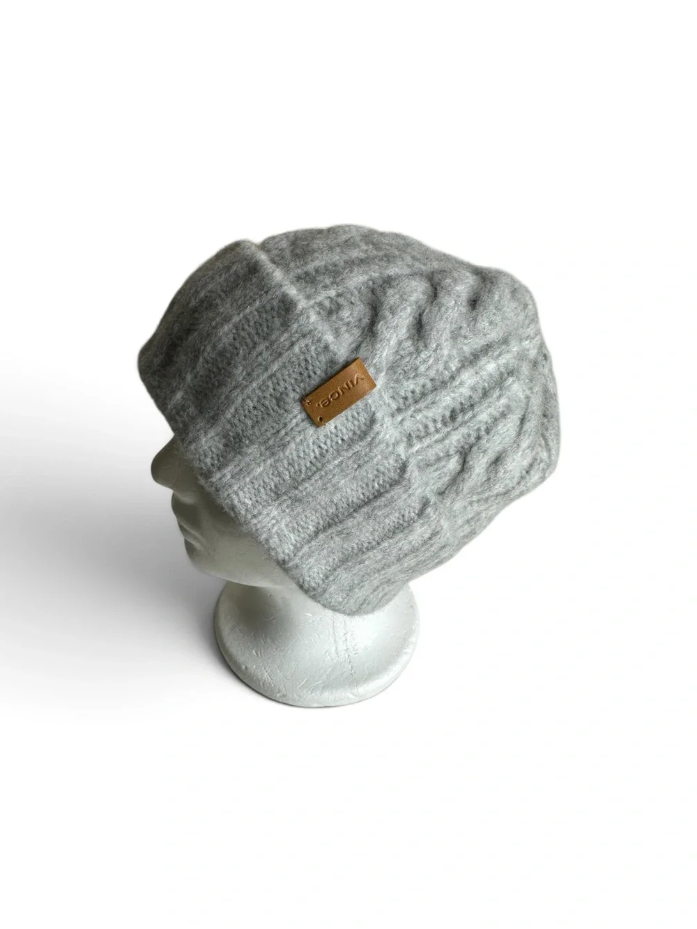 Vince Airspun Merino Wool Blend Cable Knit Cuffed Beanie Hat Gray One Size NWT